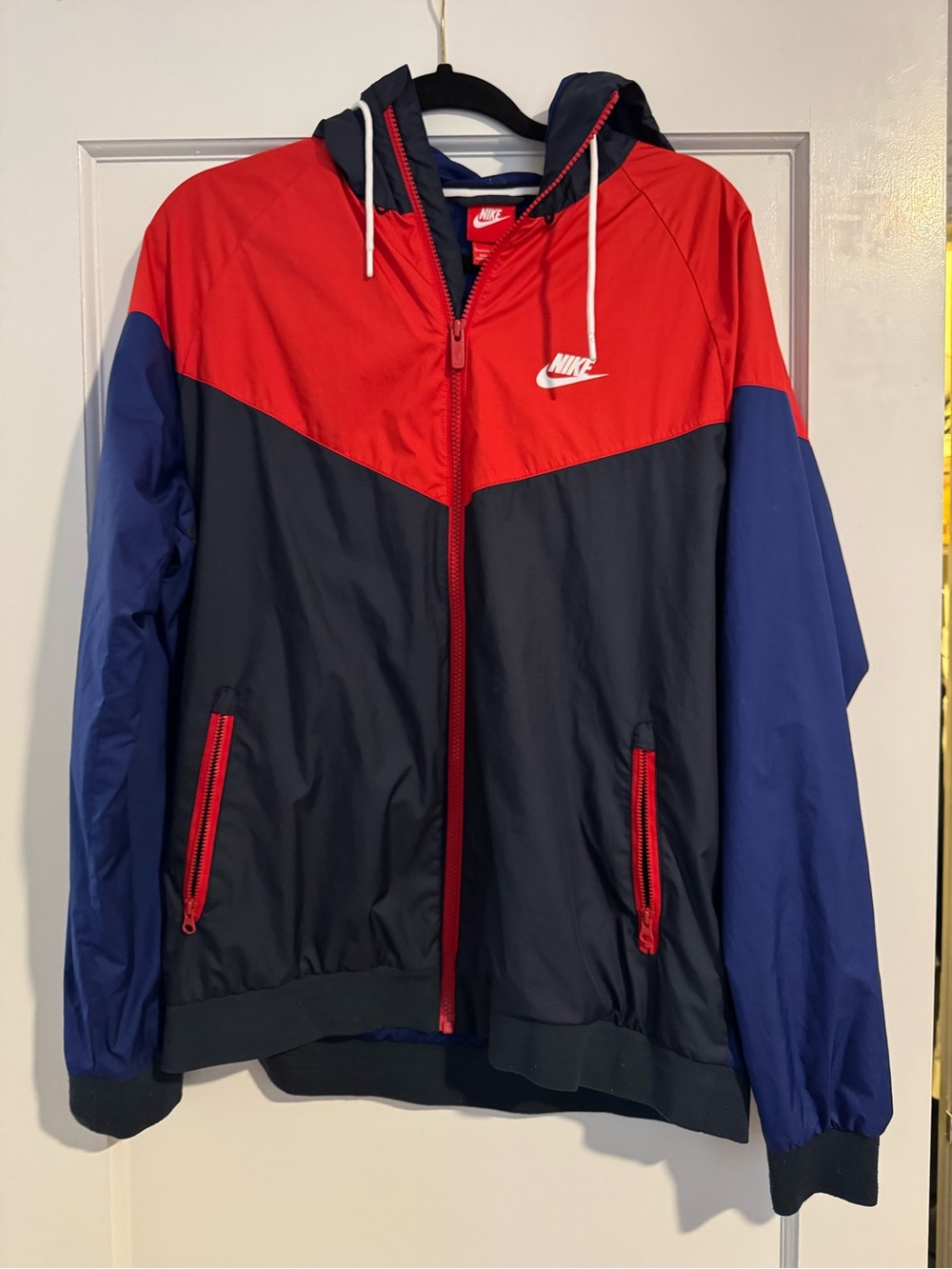 Nike Colorblock Red, Navy & Blue Windbreaker Jacket